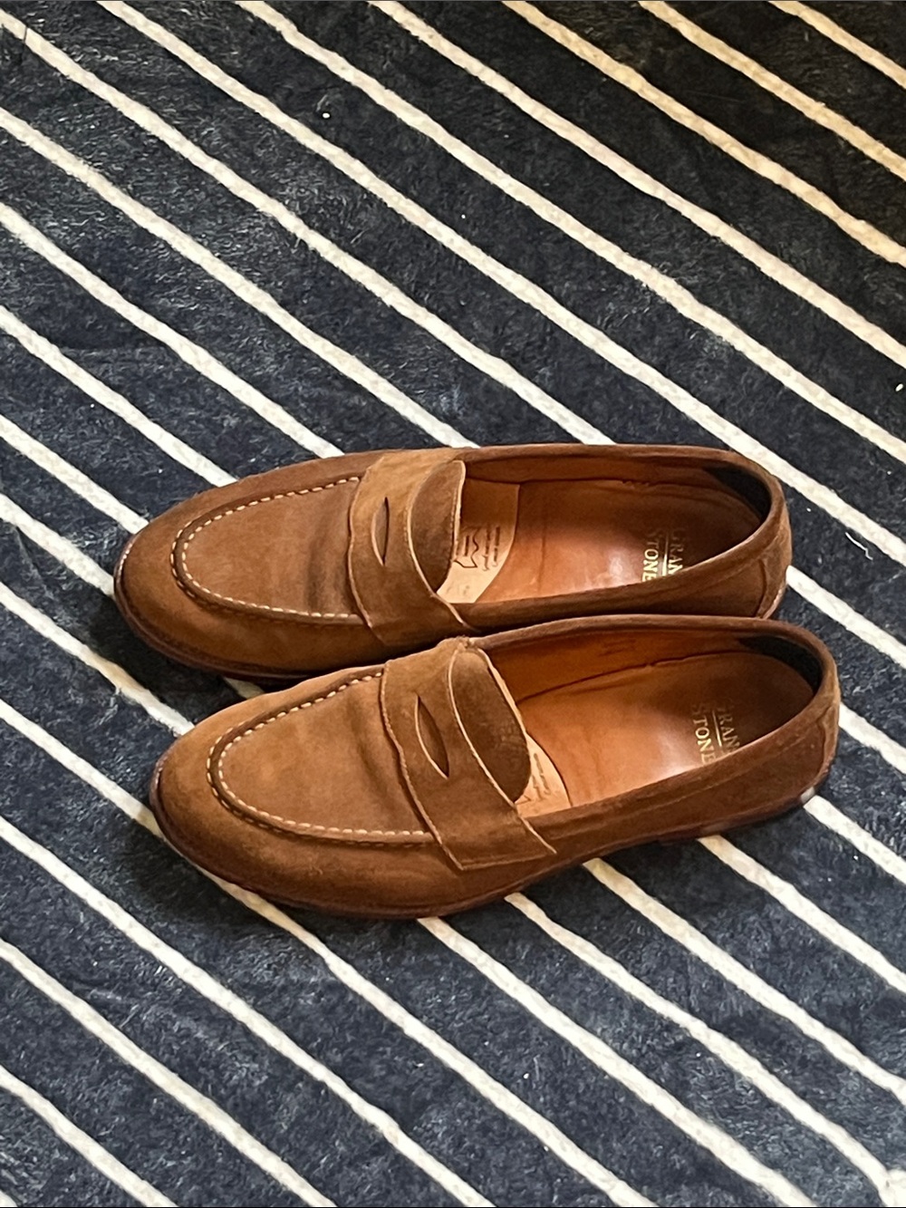 Grant Stone Traveler Penny Bourbon Suede Loafers